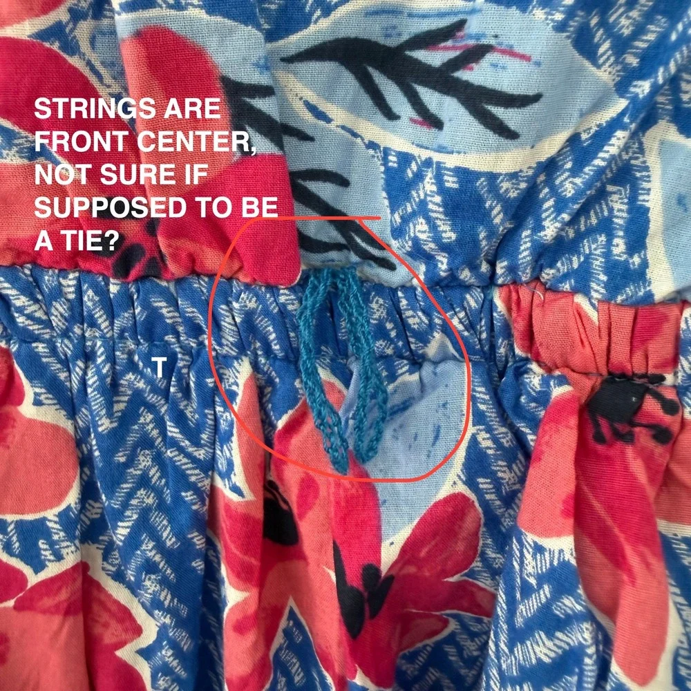 Hatley Girls Blue Chevron Pink Floral Cotton Fit and Flare Dress Size 12